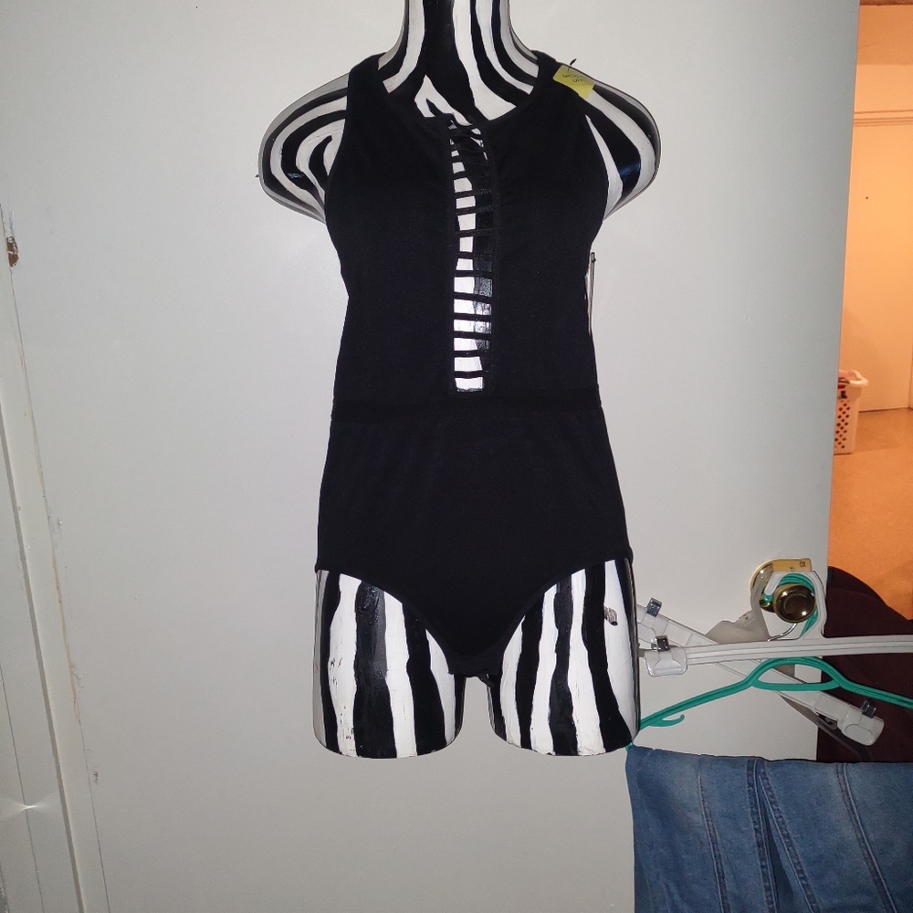 Nicole Miller Black Cut Out Bodysuit